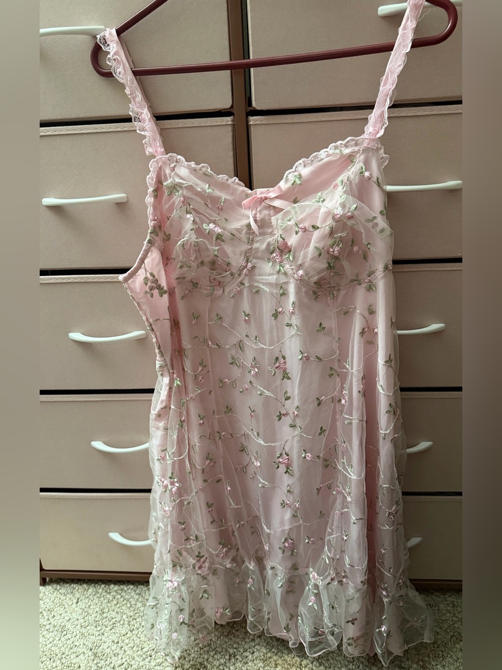 NWT SHEIN MOD Curve 3XL Pink Embroidered Mesh Fairycore Dress